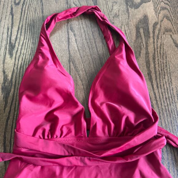 Cupshe One Piece Swim Suit Deep V Neck Backless Adjustable Long Tie Belt Medium - Picture 3 of 8
